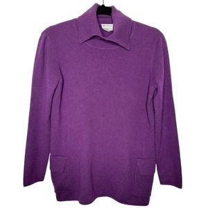 Worth 100% Cashmere Purple 3/4 Sleeve Sweater Size Small